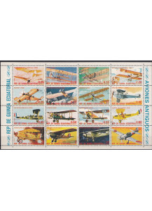 GUINEA EQUATORIALE foglietto sugli aerei composto da 16 valori timbrato